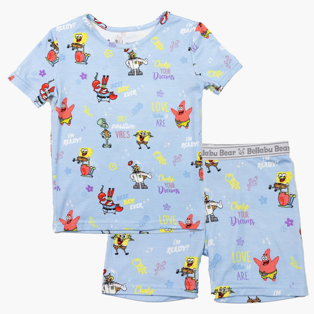 SpongeBob SquarePants: Good Vibes Bamboo Kids Pajama Short Set - HoneyBug 