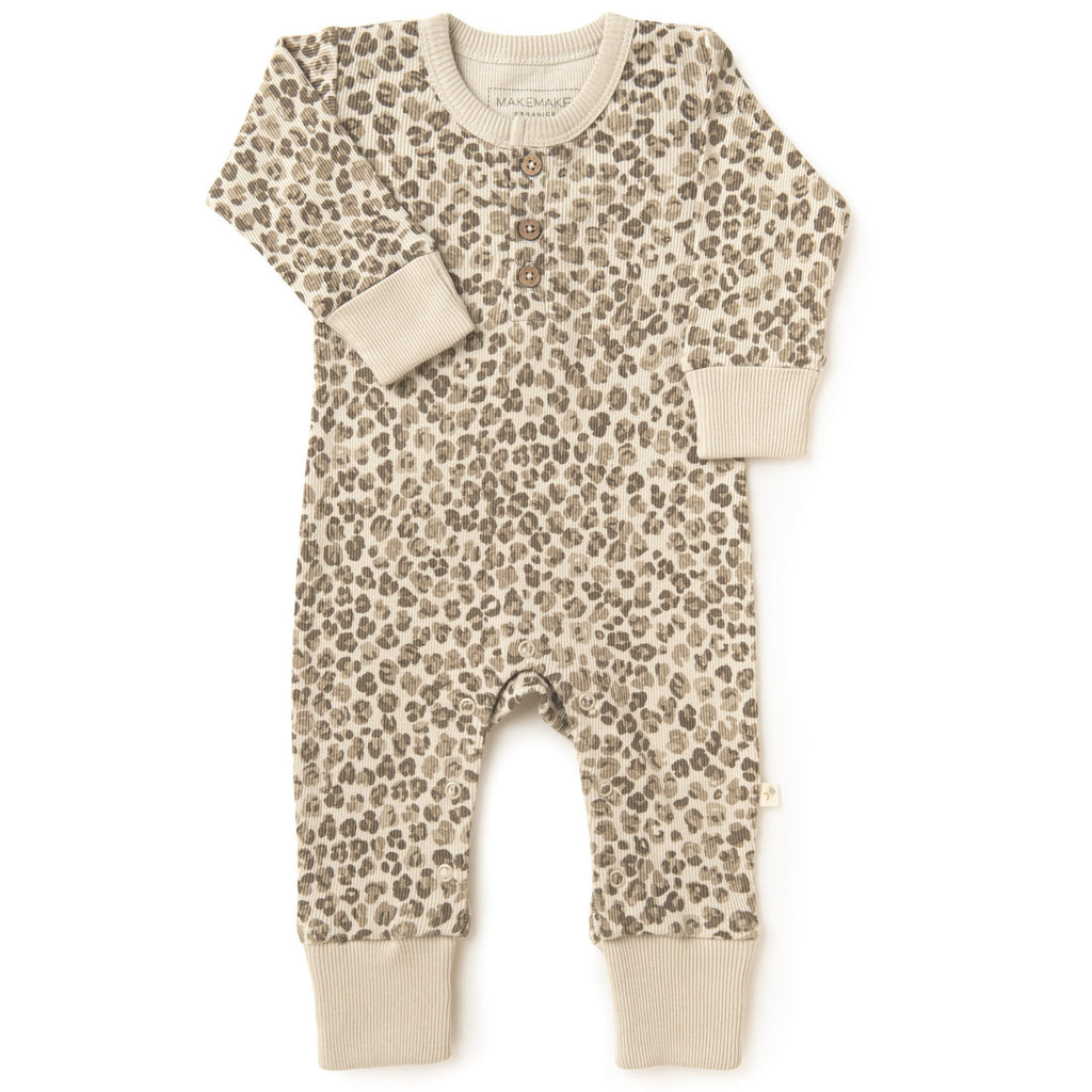 Organic Buttoned Romper - Spotted - HoneyBug 