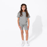 Stormy Grey Bamboo Blend Kid's Oversized Tee & Biker Short Set - HoneyBug 