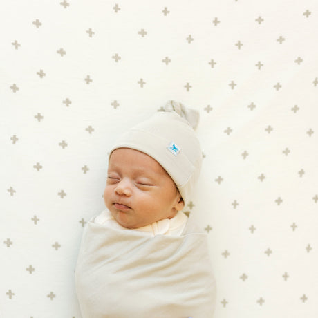 Stretch Knit Crib Sheet - Grey Cross - HoneyBug 