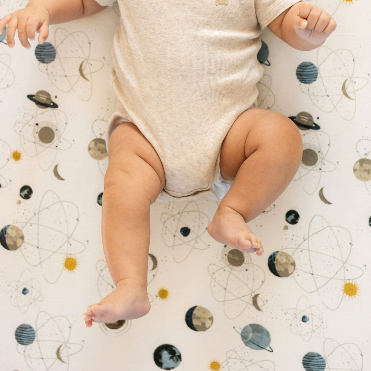 Stretch Knit Crib Sheet - Planets - HoneyBug 