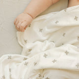 Stretch Knit Swaddle Blanket 2 Pack - Grey Cross - HoneyBug 