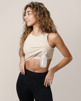 Sublime® Bamboo Hands-Free Pumping Longline Bra Top | Oatmeal Heather - HoneyBug 
