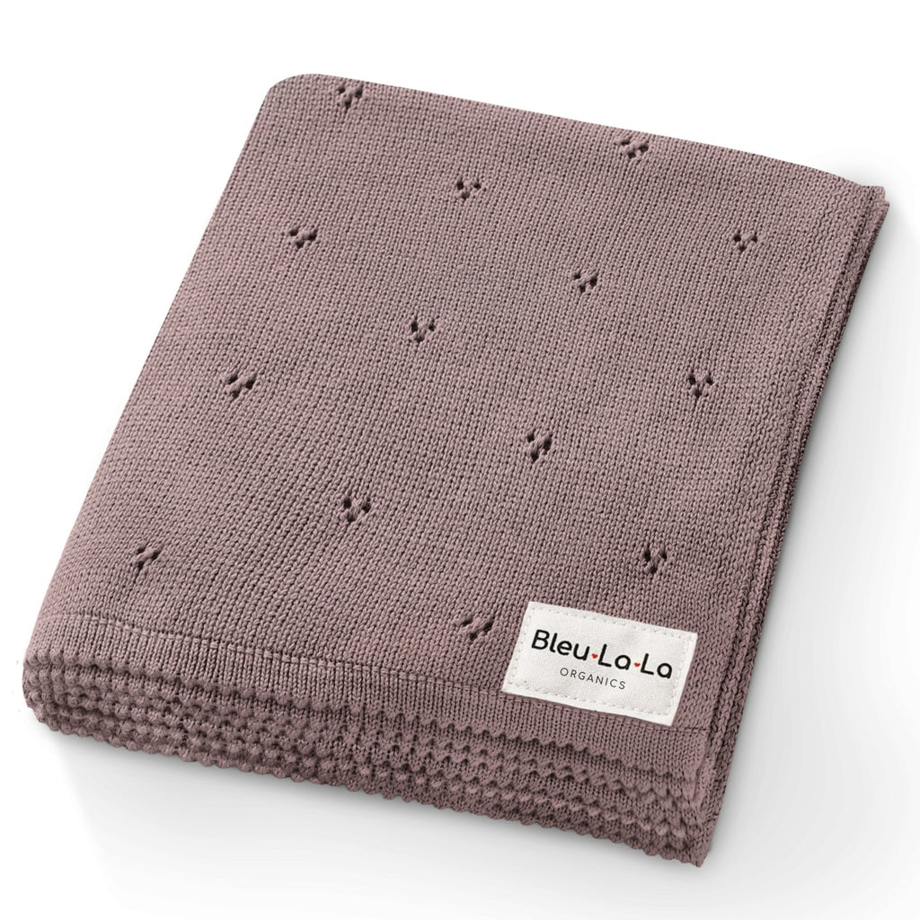 Organic Pointelle Knit Swaddle Blanket - Plum - HoneyBug 