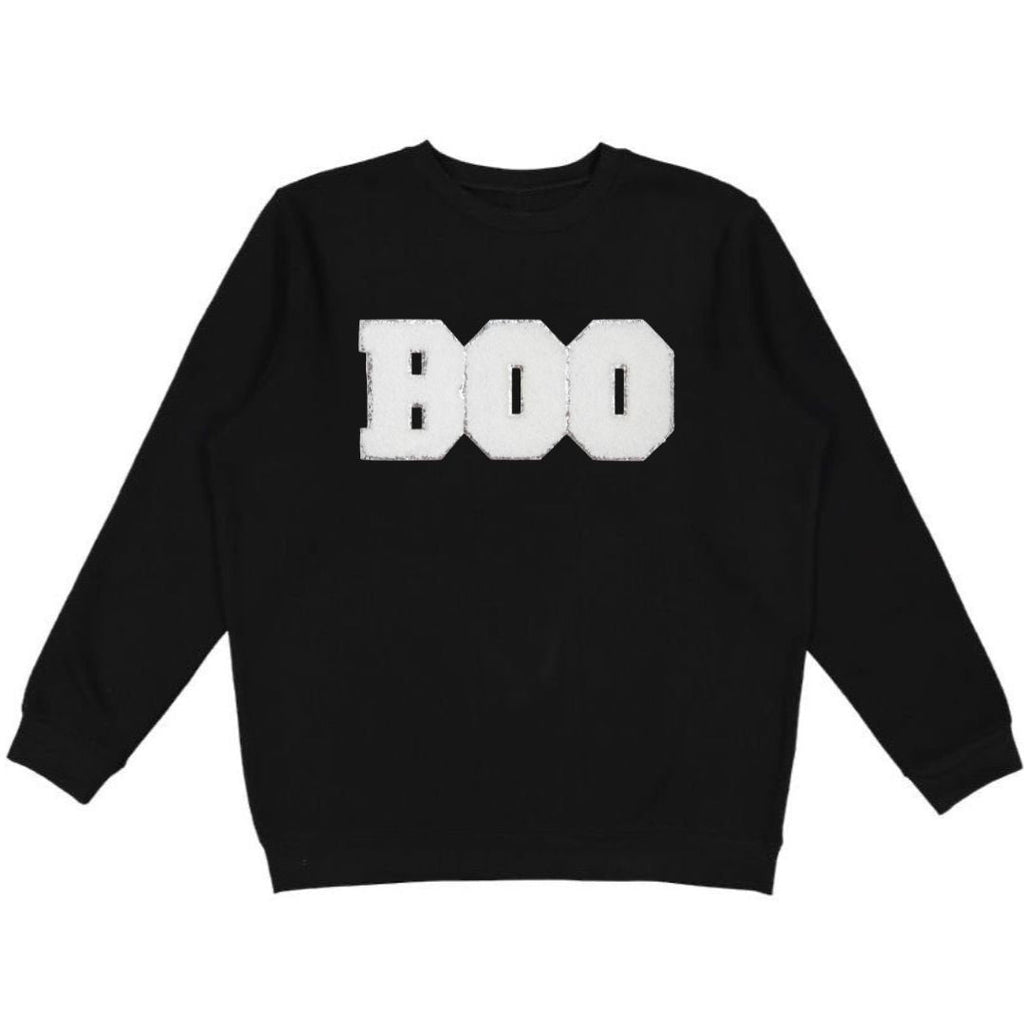 Boo Patch Halloween Adult Sweatshirt - Black - HoneyBug 
