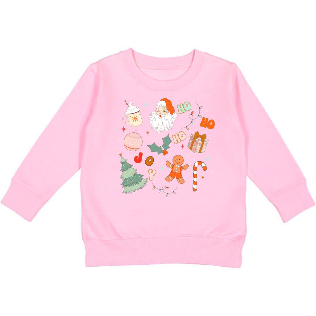 Christmas Doodle Sweatshirt - Pink - HoneyBug 