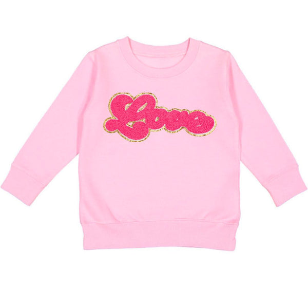 Love Script Patch Valentine's Day Sweatshirt - Pink - HoneyBug 