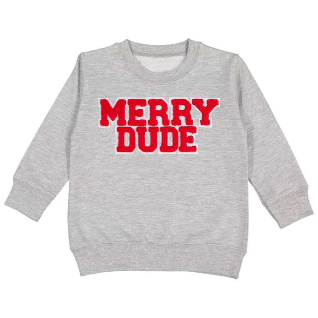 Merry Dude Patch Christmas Sweatshirt - Gray - HoneyBug 
