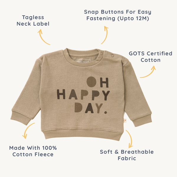 Organic Graphic Sweatshirt - Happy Day - HoneyBug 
