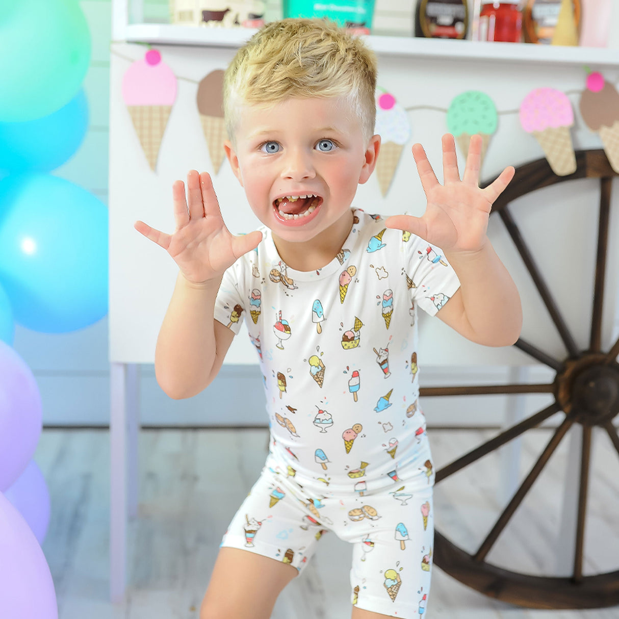 Ice Cream Bamboo Kids Pajama Short Set - HoneyBug 