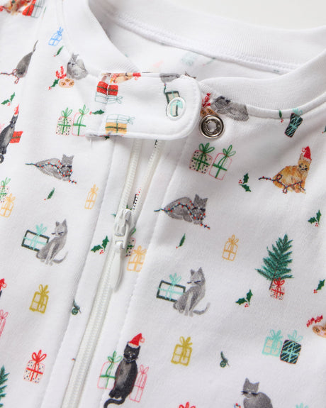 Baby's Pima Romper in Merry Meow - HoneyBug 