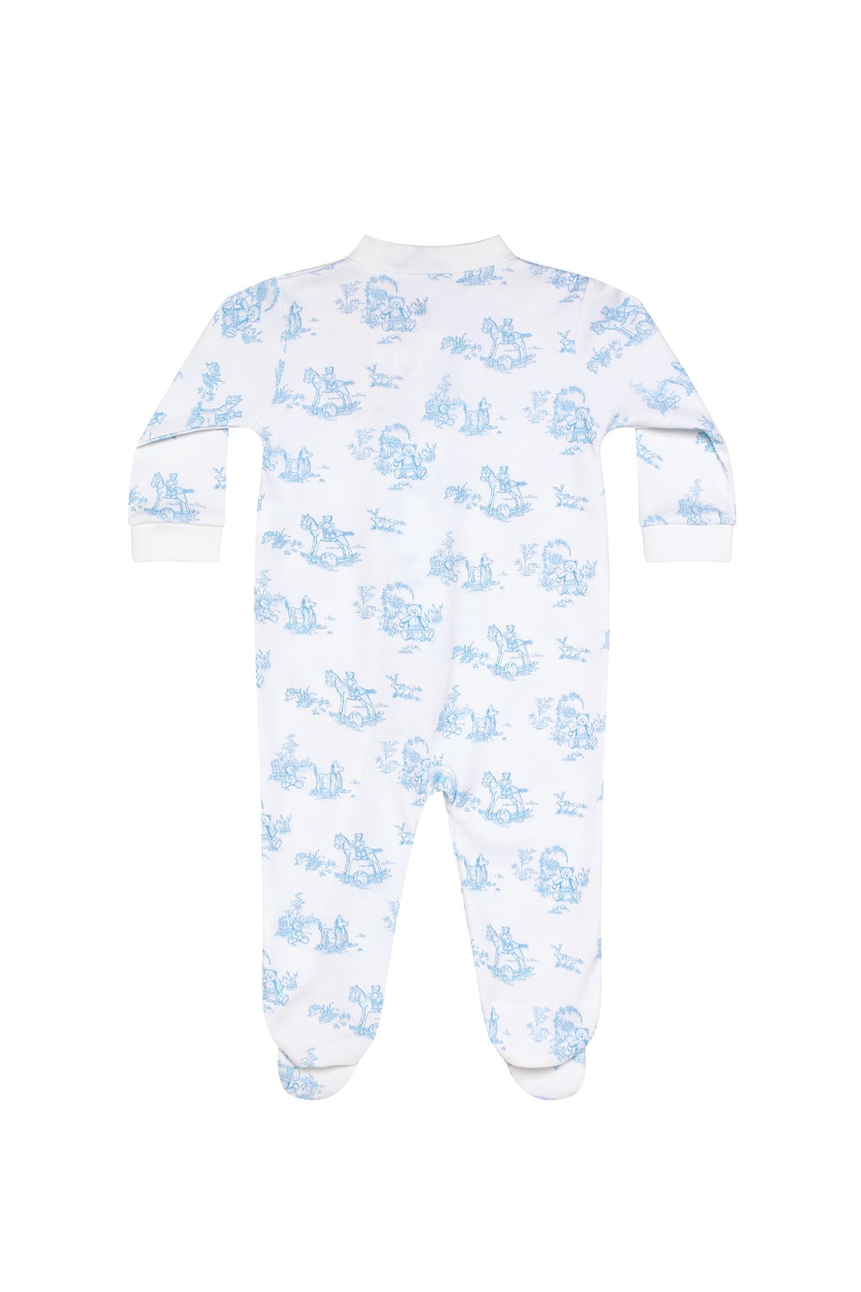 Blue Toile Zipper Footie - HoneyBug 