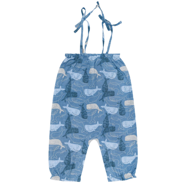 Muslin Tie Shoulder Jumpsuit - Whale Tales - HoneyBug 