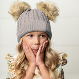 Dark Pom Fur Hat - HoneyBug 