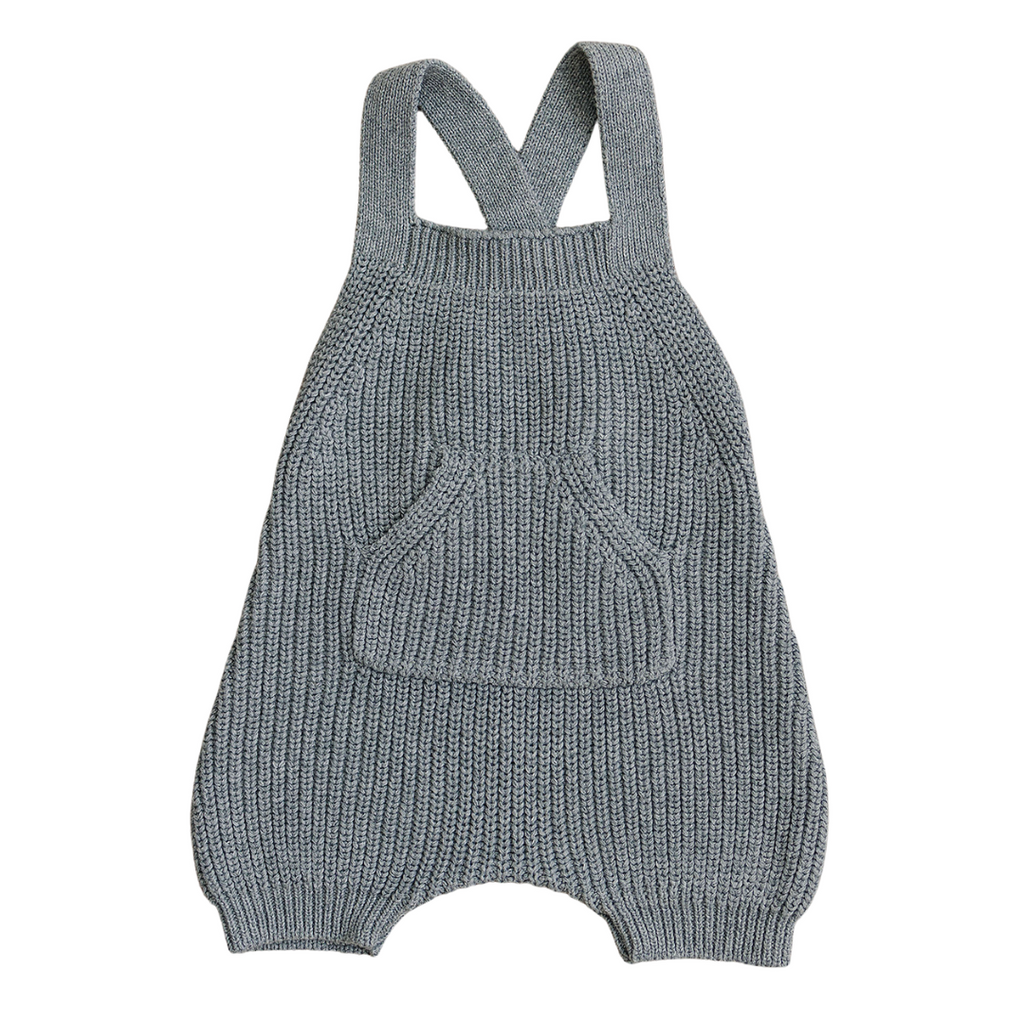 Grey Pocket Knit Overalls - HoneyBug 
