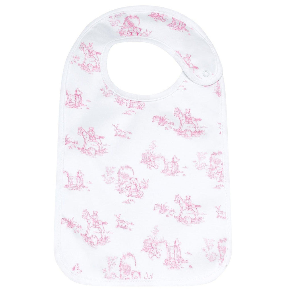 Pink Toile Baby Feeding Bib - HoneyBug 