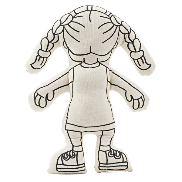 Kiboo Kids: Girl with Braids - Colorable and Washable Doll for Creative Play - HoneyBug 
