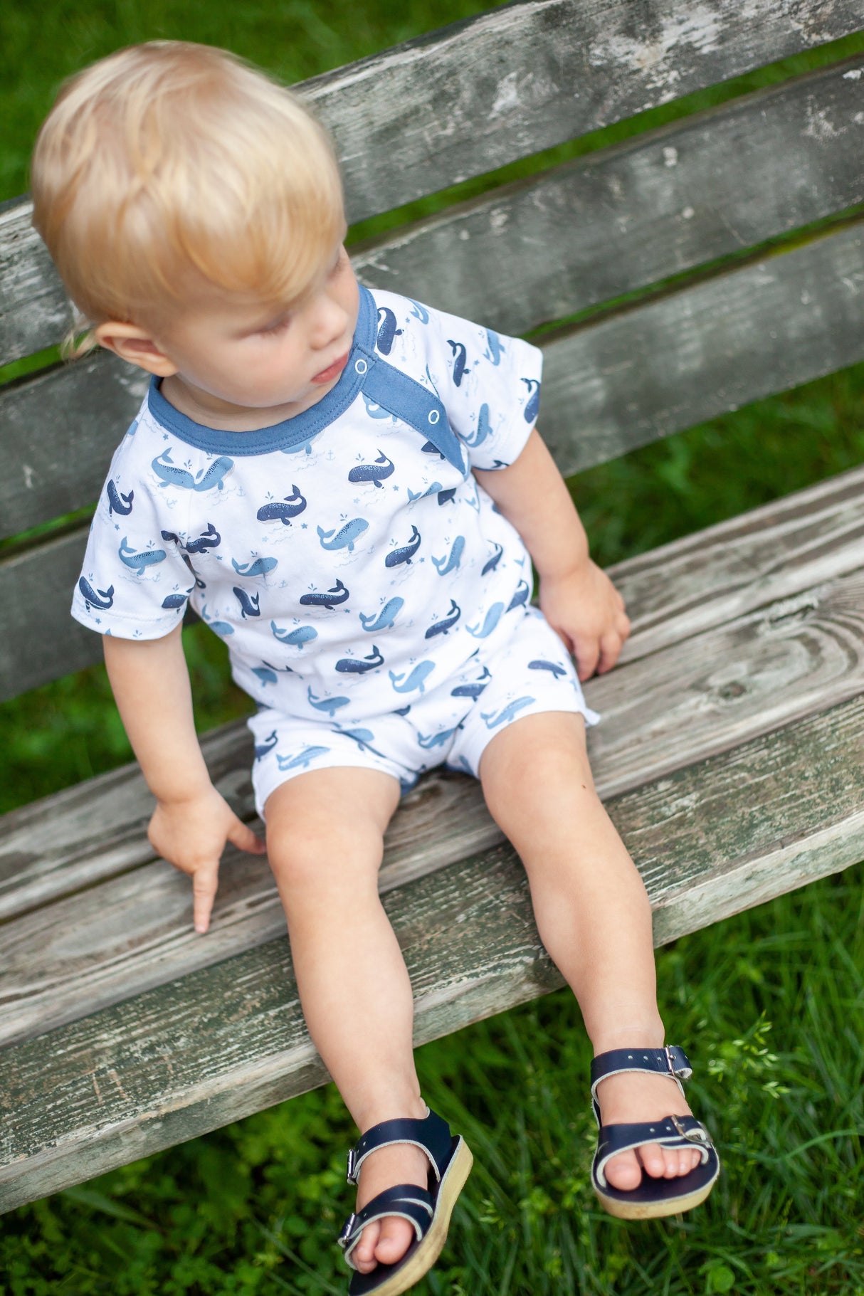 Landon Whale Romper - HoneyBug 