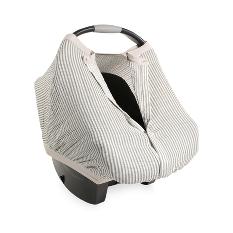 Cotton Muslin Car Seat Canopy - Grey Stripe - HoneyBug 
