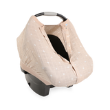 Cotton Muslin Car Seat Canopy - Taupe Cross - HoneyBug 