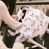 Cotton Muslin Car Seat Canopy - Watercolor Roses - HoneyBug 