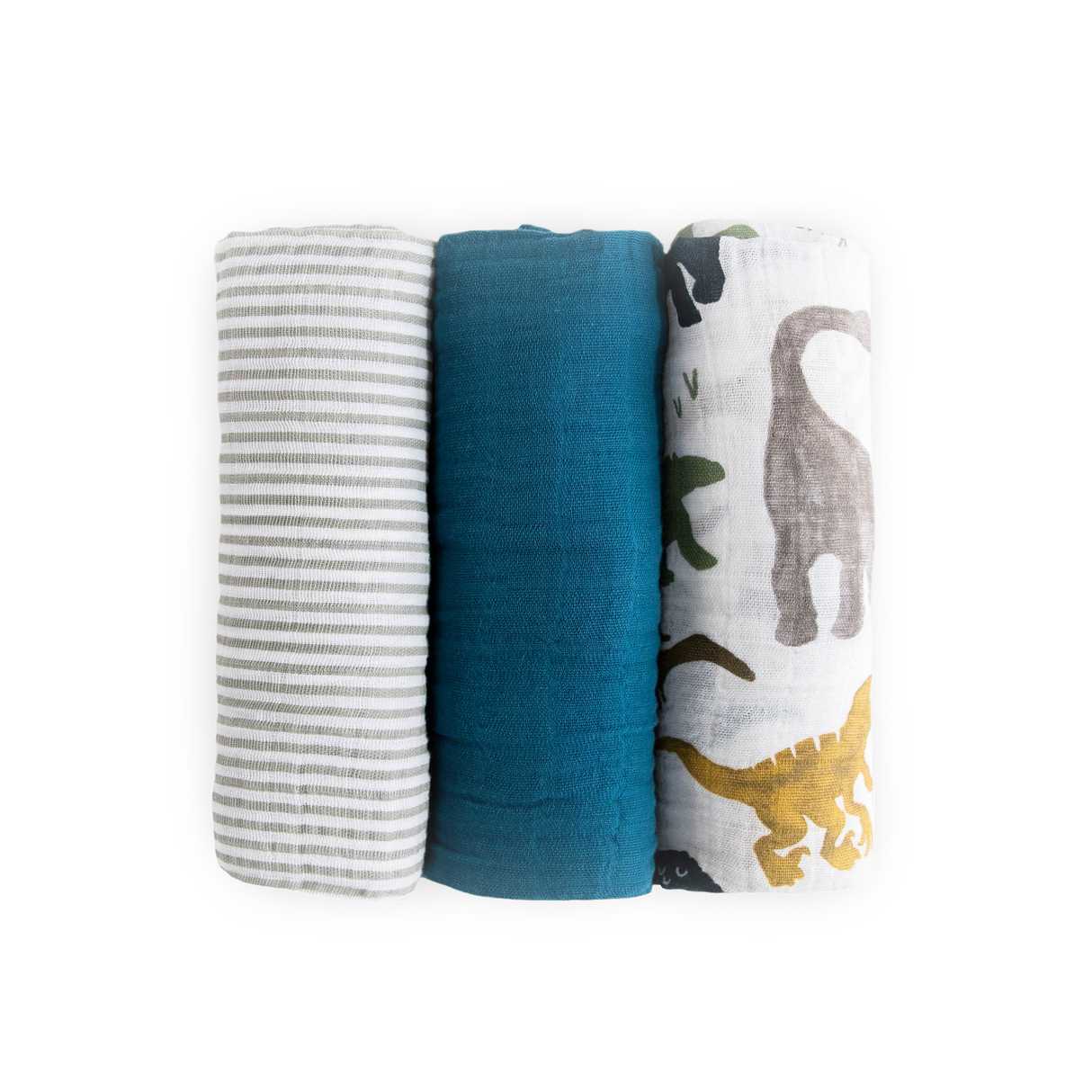 Cotton Muslin Swaddle Blanket 3 Pack - Dino Friends 2 - HoneyBug 