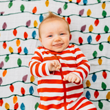 Cotton Muslin Swaddle Blanket - Christmas Bulbs - HoneyBug 