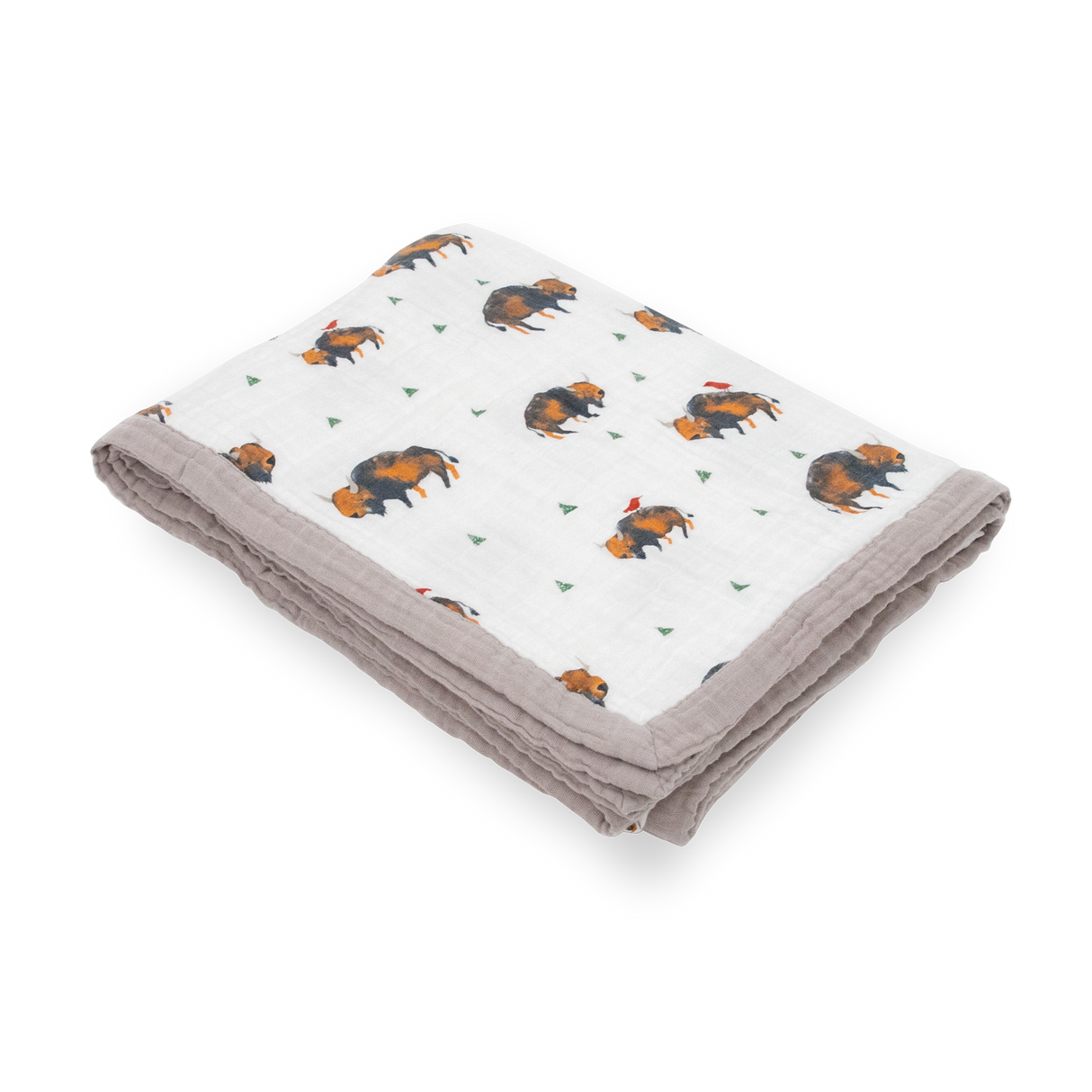 Cotton Muslin Quilted Throw - Bison - HoneyBug 