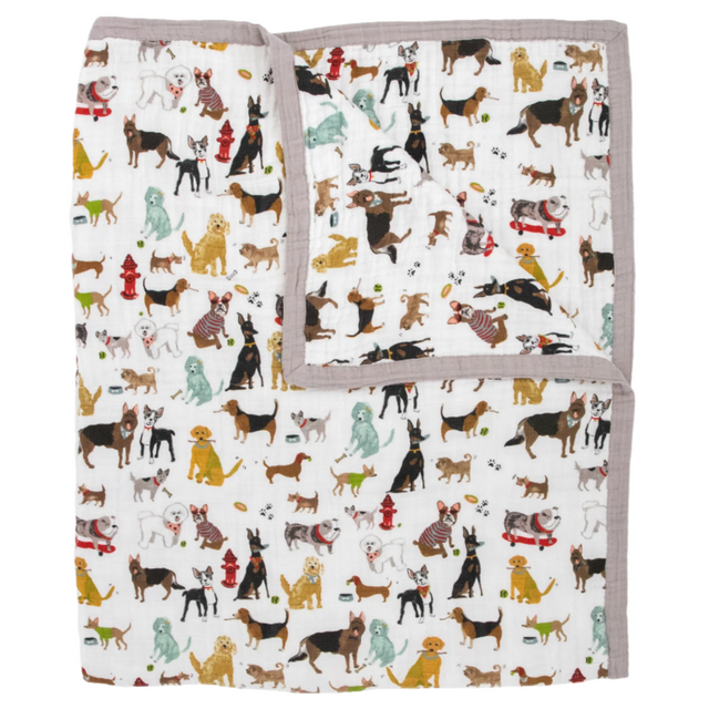 Cotton Muslin Quilted Throw - Woof - HoneyBug 
