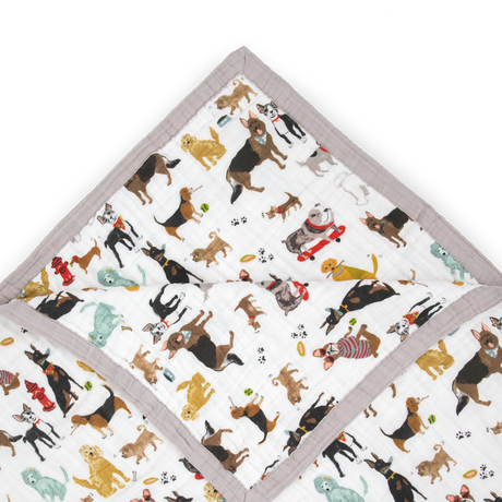 Cotton Muslin Quilted Throw - Woof - HoneyBug 