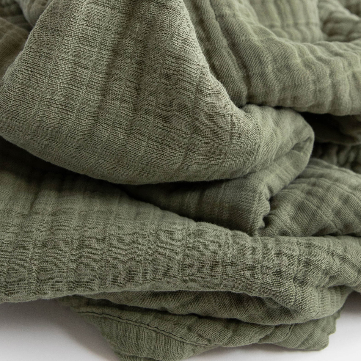 Cotton Muslin Quilted Throw - Fern - HoneyBug 