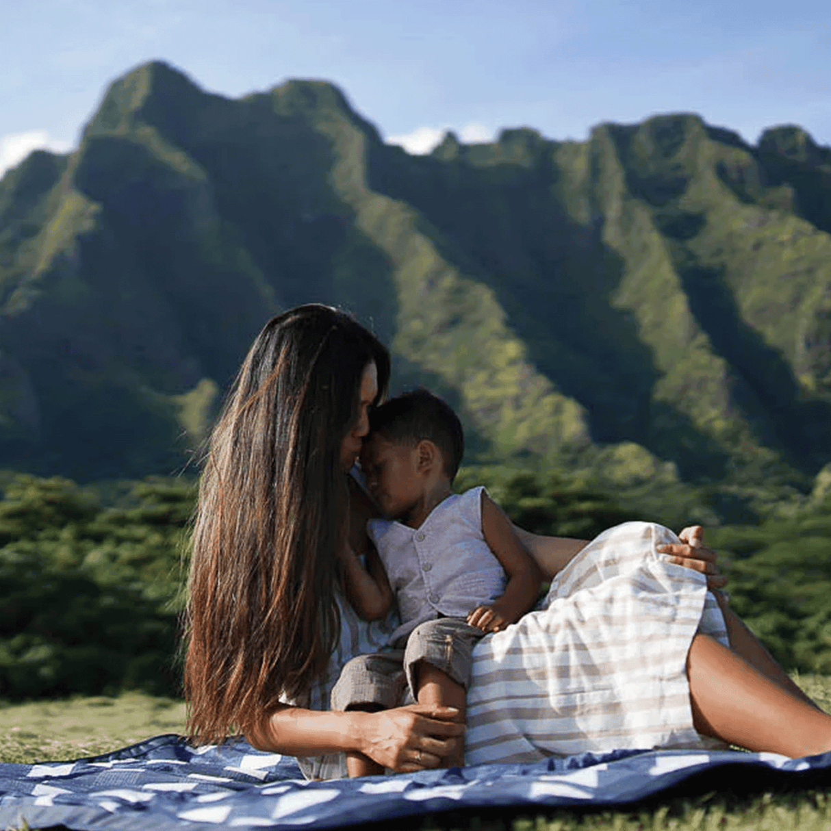 Outdoor Blanket - Navy Plaid - HoneyBug 