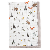 Cotton Muslin Baby Quilt - Forest Friends - HoneyBug 