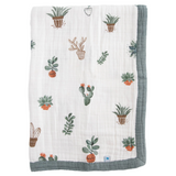 Cotton Muslin Baby Quilt - Prickle Pots - HoneyBug 