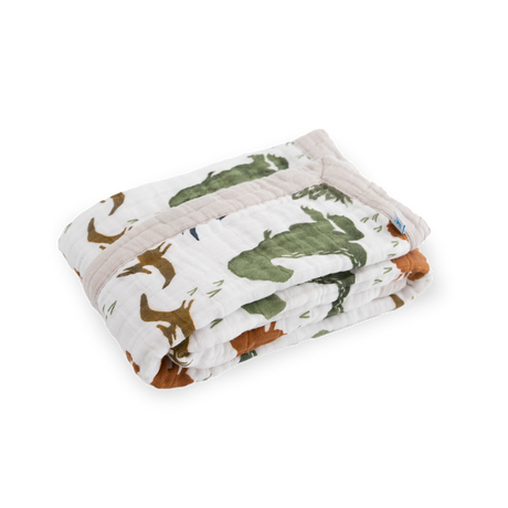 Cotton Muslin Baby Quilt - Dino Friends - HoneyBug 