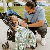 Cotton Muslin Baby Quilt - Tropical Leaf - HoneyBug 