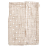 Cotton Muslin Baby Quilt - Taupe Cross - HoneyBug 