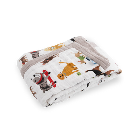 Cotton Muslin Baby Quilt - Woof - HoneyBug 