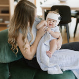 Cotton Muslin Baby Quilt - Grey Stripe - HoneyBug 