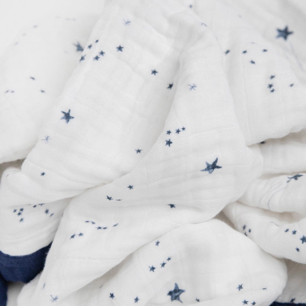 Cotton Muslin Baby Quilt - Shooting Stars - HoneyBug 