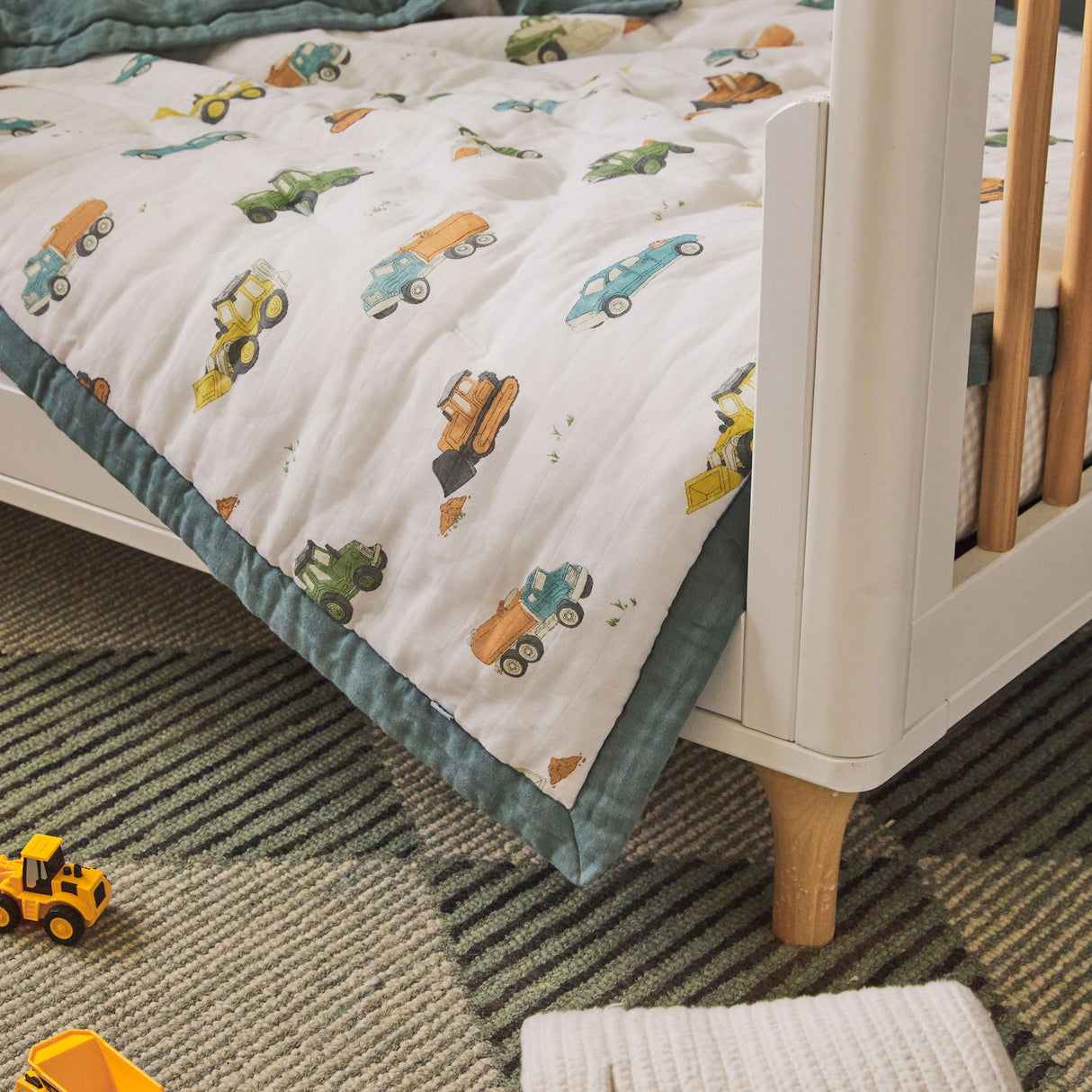 Cotton Muslin Toddler Comforter - Work Trucks - HoneyBug 