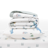 Cotton Muslin Toddler Bedding 3 Piece Set - Whales - HoneyBug 