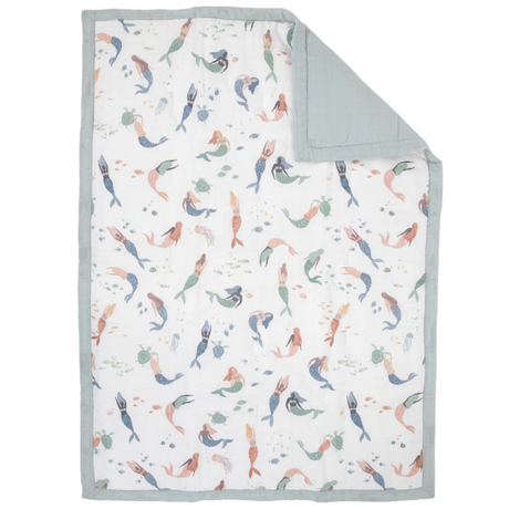 Cotton Muslin Toddler Comforter - Mermaid Party - HoneyBug 