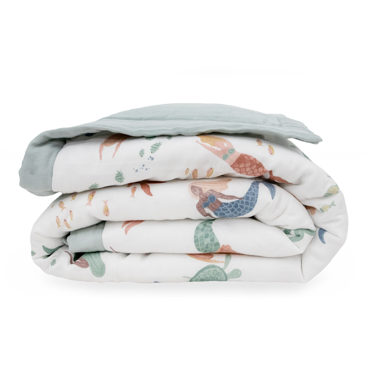 Cotton Muslin Toddler Comforter - Mermaid Party - HoneyBug 