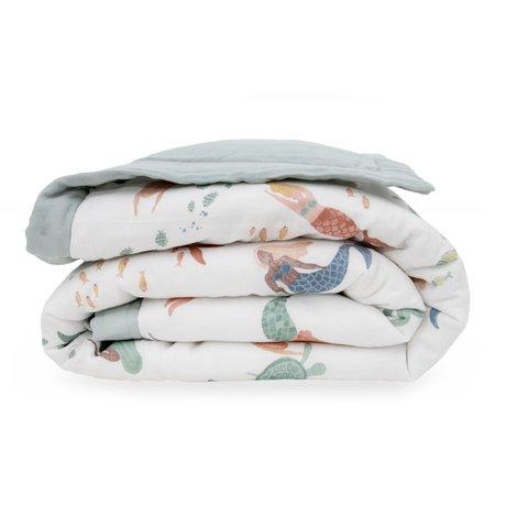 Cotton Muslin Toddler Comforter - Mermaid Party - HoneyBug 