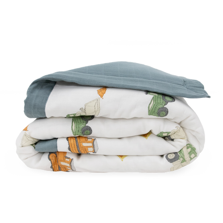 Cotton Muslin Toddler Comforter - Work Trucks - HoneyBug 