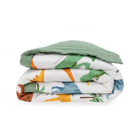 Cotton Muslin Toddler Comforter - Dino Names - HoneyBug 