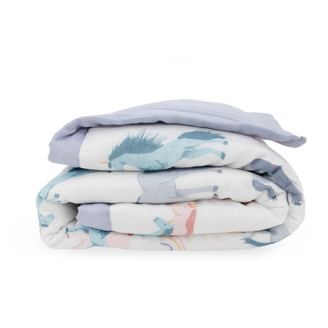 Cotton Muslin Toddler Comforter - Unicorns - HoneyBug 
