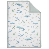 Cotton Muslin Toddler Comforter - Whales - HoneyBug 