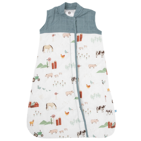 Cotton Muslin Quilted Sleep Bag - Farmyard - HoneyBug 